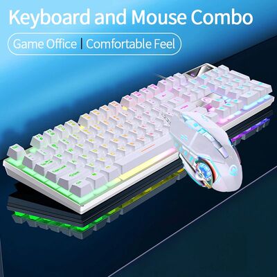 Wired Backlit Keyboard and Mouse Combo USB Ergonomic Mechani