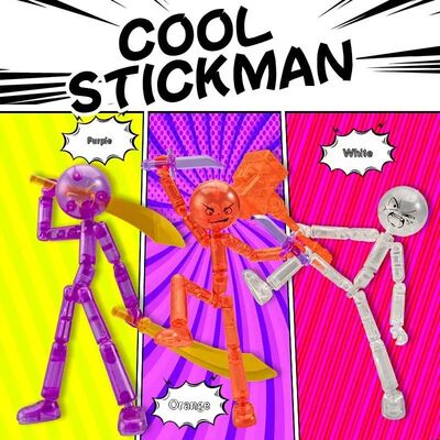 1 Set Novelty Action Figure Stickman Assembled Robot Movable