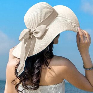 Hat Bowknot Panama Women Hats Floppy Straw Brim Summer Wide