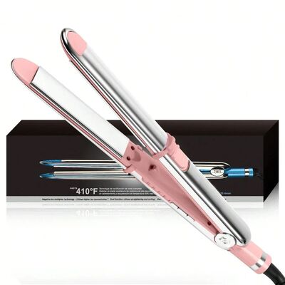 2-in-1 Straightener & Curler: 1-Inch Ceramic Ionic Flat Iron