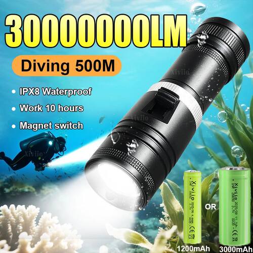 Professional Super Powerful 30000000LM LED Scuba Diving IPX8
