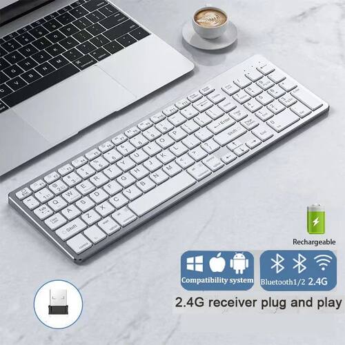 Ultra Slim Wireless Bluetooth Keyboard and Mouse Set Compati