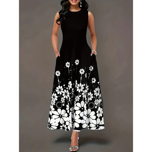 Summer new fashionable sleeveless printed loose round neck s