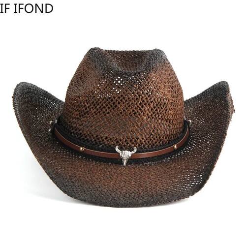 Handmade Weave Hollow Western Cowboy Hat For Men Women Summe