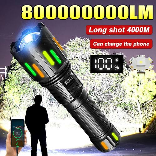 800000000LM Super Bright Flashlight Portable Rechargeable LE