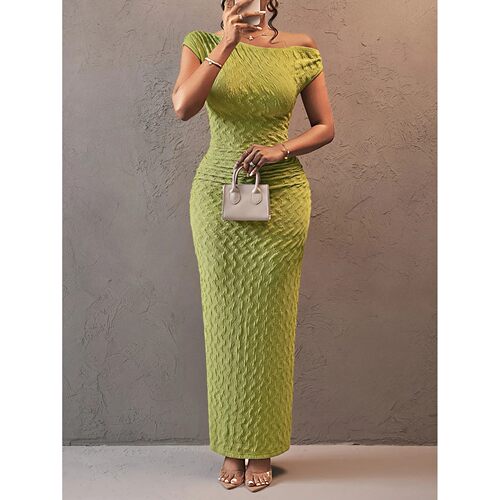 Women's sexy asymmetrical off-shoulder sleeveless fitted bod