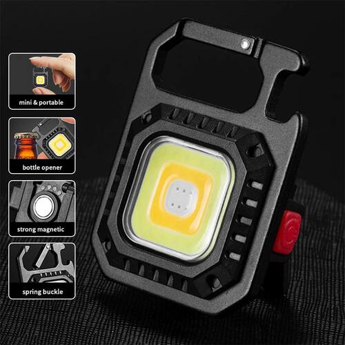 Multifunctional Keychain Flashlight COB Work Light Bottle Op