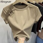 shirts Crop Chinese Women Summer ops Style neck Buttons