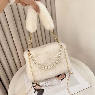 Fashionable Pearl Rabbit Fur Handbag Women's Crossbody Bag C