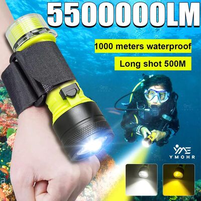 5500000LM Super Bright Diving Flashlight Underwater Lantern