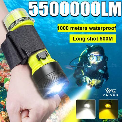 5500000LM Super Bright Diving Flashlight Underwater Lantern