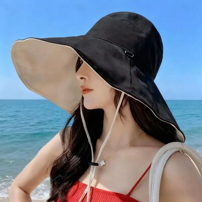 1Pc Doublesided Largebrim Hat Perfect for Summer Beach Style