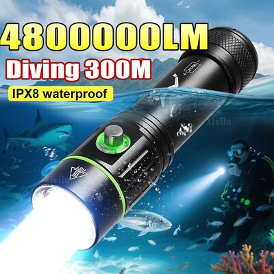 NEW 4800000LM Most Powerful Dive Torch Depth 300M Profession