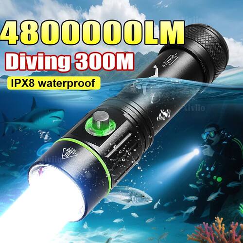 NEW 4800000LM Most Powerful Dive Torch Depth 300M Profession