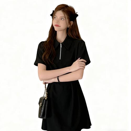2026 Summer Solid Color Short Sleeve Pure Desire Style  Coll