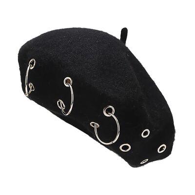 Fashion Winter Berets For Women girl Punk Rock Style Iron Ri