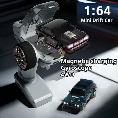 Rc Drift Car 1/64 Scale Mini 4wd Gyro Magnetic Charging Full