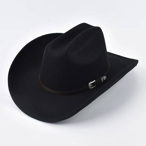 Unisex Western Cowboy Hat With Leather Vintage Big-edge Gent
