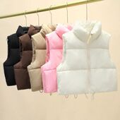 Sleeveless Short Winter Warm Down Women Collar Vest Stand