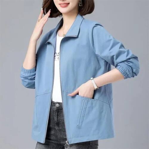 Fashion 2025 New Windbreaker Jacket Women Elegant Color Bloc