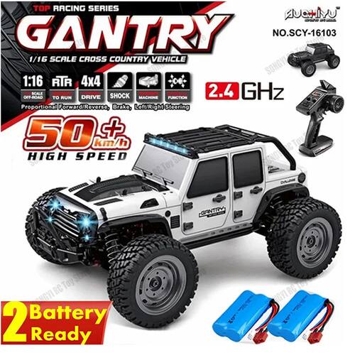 50 or 80KM/H Rc Cars 1/16 Off Drift Road 4WD with LED 2.4G W