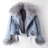 Fox Fur Jean 2026 Collar Faux Winter Coat Women Jacket Femal