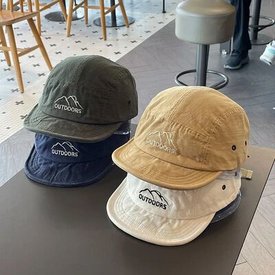 Japanese 5 Panel Short Brim Soft Baseball Cap Women Men Stre