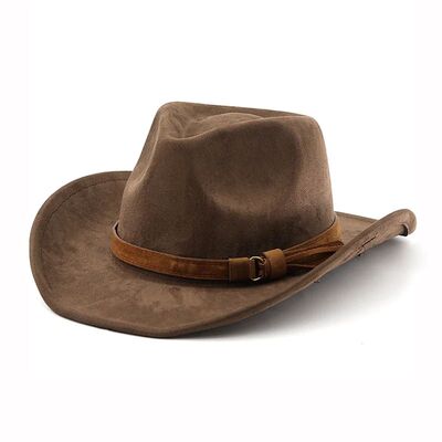 Ethnic Style Western Cowboy Hat Imitation Leather Velvet Jaz