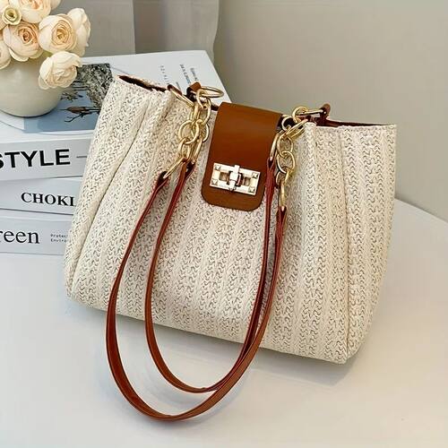 Grass Woven Patchwork Leather Korean Version Shoulder Bag Fa