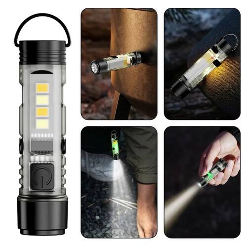 Mini LED Flashlight Rechargeable Powerful Pocket Torch Magne