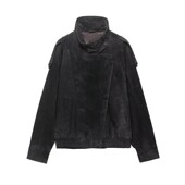 Black Leathe Jacket Faux Sleeve Long New Spring 2026 Women