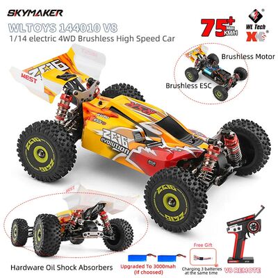 WLtoys 144010 V8 RC Car Brushless 4 75Km/H High Speed Metal
