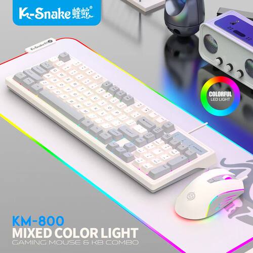 KM?800 Gaming Keyboard Mouse Combo 98Keys RGB LED Backlight