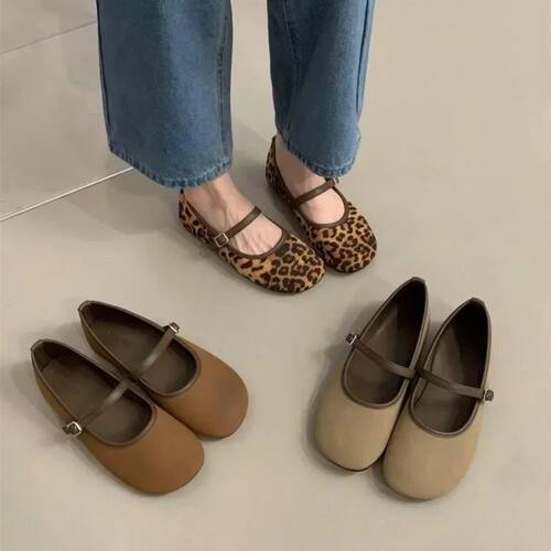 Fashion Women's Flat Shoes Round Toe Leopard Print Shoes Wom
