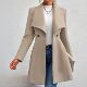 Lapel Button Fit Women Slim Fashion Coat Woolen for Autumn