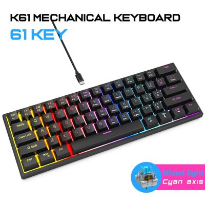 Wired Mechanical Keyboard Green Axis Teclados 60% Mini PC 61