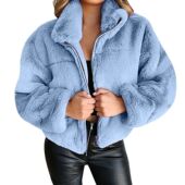 Winter Faux Short Women Fur Autumn Zipper Coats Cardigan
