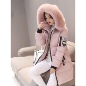 Collar Winter Women Fashion Fur Parka Patch Hooded Letter