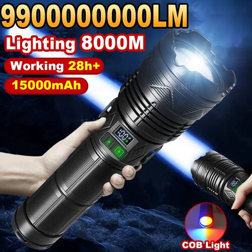 99000000LM 1500W Ultra Powerful Flashlights Rechargeable LED
