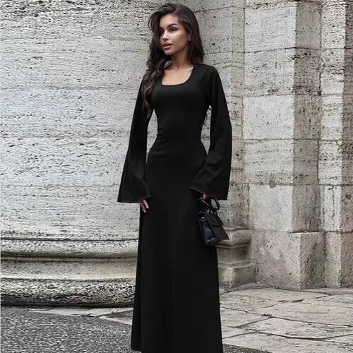 European and American Middle Eastern women's square neck lon