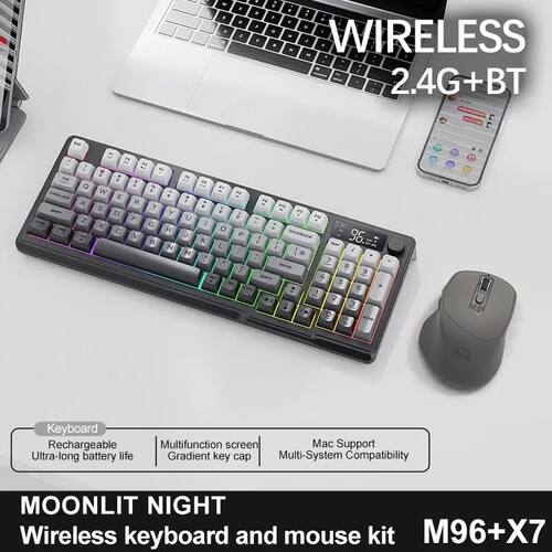 M96 Wireless Keyboard and Mouse Set, Bluetooth&2.4G, Smart S