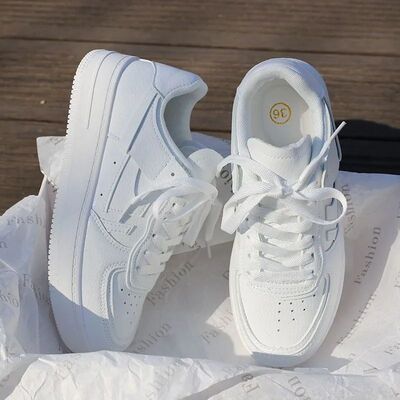 White Shoes Flat Platform Skate Shoes Woman Ins Leisure Wome