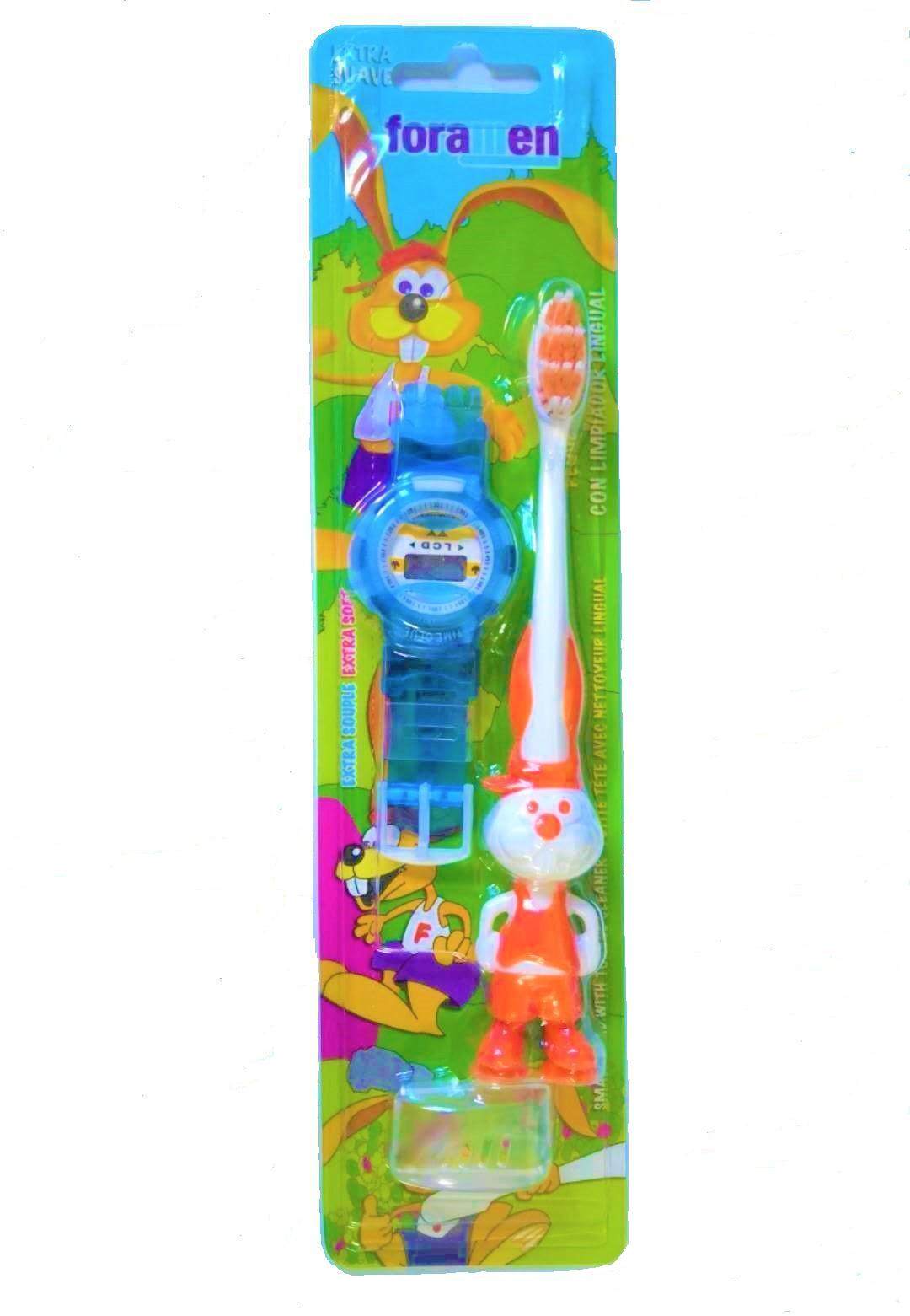 进口西班牙foramen/弗里曼儿童卡通送手表牙刷3-6岁儿童牙刷