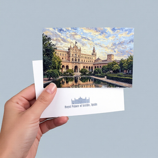 COLOR MASH原创插画 西班牙景点 塞维利亚王宫欧洲旅游纪念明信片