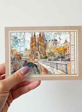 COLOR MASH原创出品 西班牙地标建筑 圣家堂 欧洲旅行纪念明信片