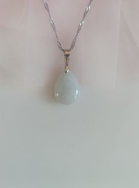 新品天然翡翠A货玉水滴吊坠女款水波链玉石项链小巧精致气质百搭