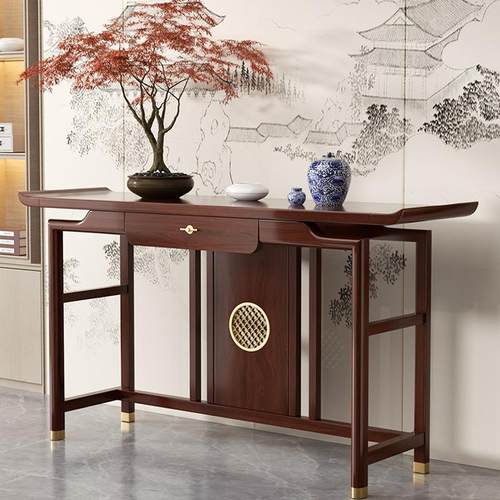 玄关台新中式实木乌金木