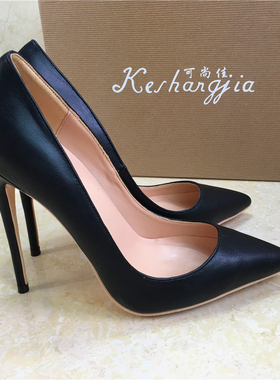 2021新款女鞋黑色羊纹高跟鞋女细跟10CM尖头浅口通勤职业OL单鞋