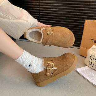 厚底加绒全包勃肯鞋保暖毛毛棉鞋女2025新款冬季爆款豆豆鞋雪地靴