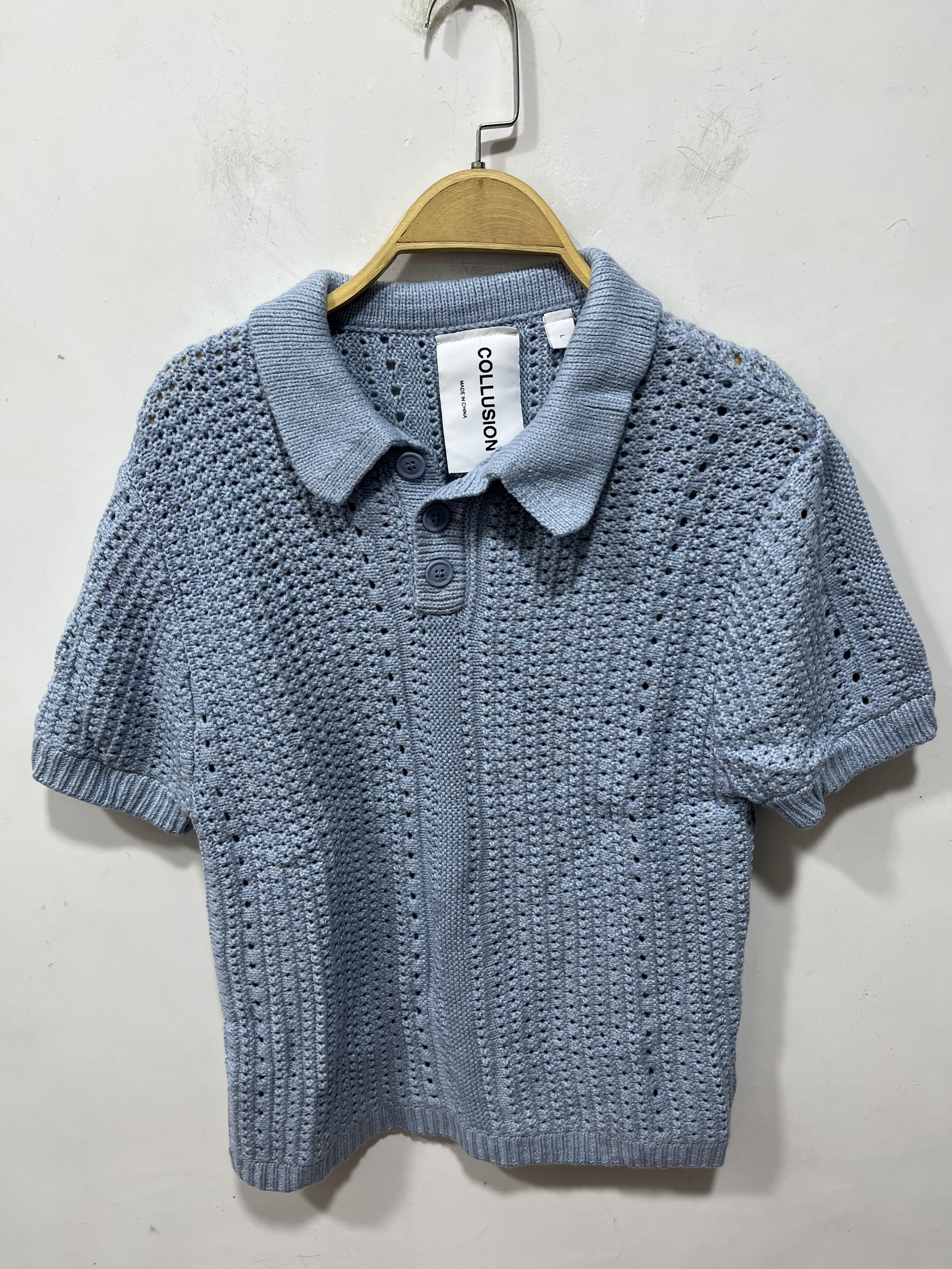 亏本清货春夏女装时尚百搭休闲潮牌针织短袖上衣翻领镂空毛衣